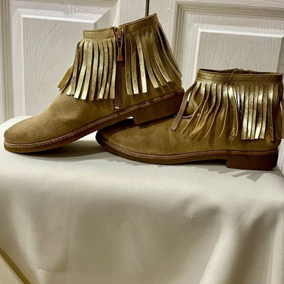 kATE SPADE NEW YORK  FRINGE SUEDE GIPSY BOHO ANKLE SUEDE BOOTS TRUFFLE SIZE 6.5 - Picture 5 of 16